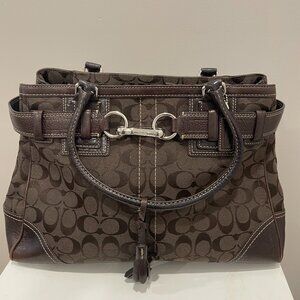 Coach Signature Brown Canvas Leather E06Q-10246 Shoulder Bag Purse Tote Sachel